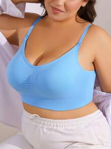 3pcs/Set Plus Size Seamless Wireless Maternity Nursing Bra, Front Button, Breathable, Lift Support