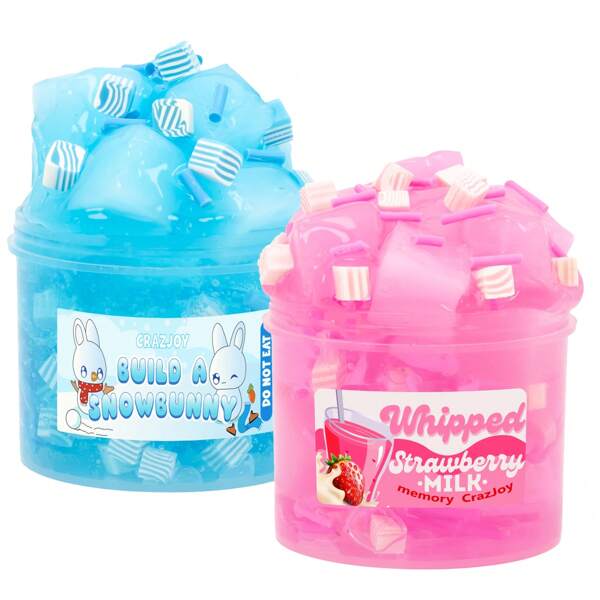 Set de 70ml de slime jelly cubo crujiente y transparente - Azul y rosa suaves con aroma, estirable y no pegajoso, slime fluffy de cristal, juguetes a granel para regalos de fiestas y navidad para niños