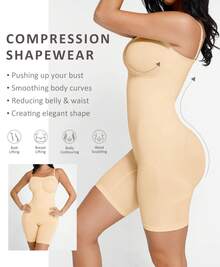 FeelinGirl Strapless Bodysuit For Women Tummy Control Shapewear Body Shaper With Removable Straps - Beige - View 4