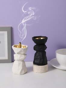 1pc Resin Realistic Stone Incense Burner, Faux Rock Statue, Multi-Purpose, Suitable For Home Decor, Living Room, Bedroom, Study, Foyer Table Decor Incense Holder