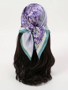 1pc Women Bandana Floral Printed Shawl, Chiffon Lightweight Scarf, Elegant Accessory For Spring/Summer - Multicolor - View 8