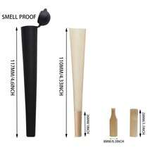 50 Pack King Size Organic Pre-Rolled Cones With Tips - Complete Rolling Cone Set With 2 Packing Tubes, 2 Wooden Tips Filter, Stick, Brush Cleaner, Cones Funnel Loader - 110mm Natural Slow Burning Rolling Papers Cones-PINK - 粉色 - 查看 3