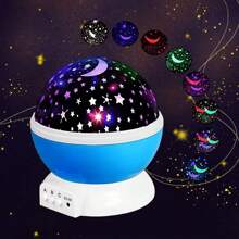 1pc Star & Moon LED Atmosphere Night Light - 360 Degree Rotating Projector Lamp With Multi-Color Lighting - Dimmable Indoor Mood Light, Button Control, Suitable For Room, Bedroom, Living Room, Karaoke Music Ambience