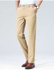 3pcs Men's Classic Design Dress Pants, Solid Color Stretch Trousers For Business Occasions In Spring/Summer, Elegant Luxurious Style - Multicolor - View 10