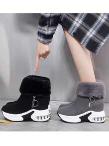Botas de algodón elevadas cálidas para mujer, Botas de nieve ligeras con borde,Botas de tobillo botas de nieve, Botas Cortas De Plataforma Para Mujer, Botas cortas forradas de piel cálida, Zapatillas De Deporte Cálidas Con Plataforma Para Mujer, Botas Cálidas Cortas De Forro Polar Para Mujer, Cómodas Botas De Tobillo Con Cremallera Lateral, Botas Forradas Con Elegancia