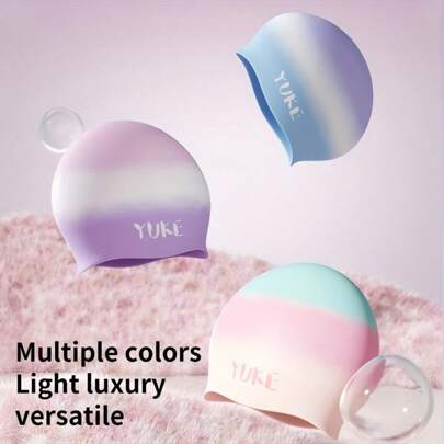 قبعة السباحة السيليكونية الكبيرة - مريحة، مانعة للانزلاق، تحمي الأذن للشعر الطويل، مثالية للبالغين، معدات تدريب السباحة، اكسسوارات السباحة، ضروريات الشاطئ، اكسسوارات الشاطئ، طفاية حمام السباحة