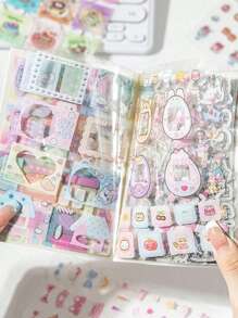 1 Book Of Cartoon Pattern, Die-Cut Shape Colored Time Sequence Sticker Book, Cute Mini Patterns, Diversified Fantasy Designs, Multifunctional Creative Decorative Accessories Suitable For Scrapbook, Diary And Aesthetic Office Supply Decoration,School Supplies,Back To School