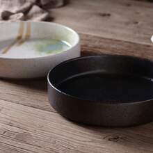 1 pieza Vajilla elegante de estilo europeo y japonés resistente a temperaturas, plato de cena occidental de cerámica vintage, fuente redonda para cazuela, bandeja de hornear creativa, plato para ensalada, de alta calidad