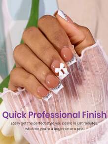 150 tiras de uñas de gel francés - 15 tamaños - cuadradas cortas - marrón y blanco, con base precubierta, pegatinas de uñas de gel 3 en 1, hazlo tú mismo, tiras de uñas de gel acrílico suaves y reutilizables, calidad de salón, ideal para manicura de mujer, uñas postizas, suministros para uñas