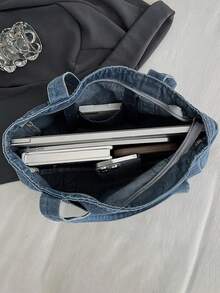 Mother's Day Summer Travel Large Capacity Cowboy Storage Bag, Personalized Embroidered Text Customized Women's Handbag, Customize Your Exclusive Shoulder Handbag. Suitable For Summer Vacation, Island Shopping, And Beach Strolls.