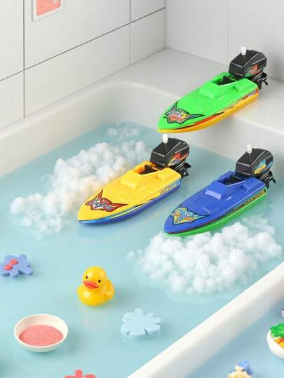 Brinquedo de barco rápido com moinho de vento de cor aleatória - Brinquedo aquático flutuante divertido para banheira e piscina infantil, relógio de banho, barco, presente de jogo ao ar livre de verão para meninos e meninas