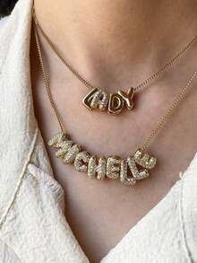 1pc 3D Bubble Letter Necklace, Personalized Bubble Initial Charm Jewelry Gift, Customized Name Plate Necklace, Bubble Initial Round Pendant Necklace, Personalized Gift For Friends, Couples And Family, For Teenagers, Junior High School Students, Middle School Students, High School Senior High School Students, College Students, University Students, Freshman, Sophomore, Underclassmen,Delicate Romance,Silver Stylish