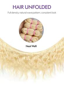 HJ WEAVE BEAUTY 613 Blonde Colored Body Wave Human Hair Weave Bundles Hair Weft Virgin Brazilian Hair Extensions For Women Double Drawn Weft Sew In Bleach And Dye Friendly 14-26 Inch Heat Resistant - S613 - 查看 11