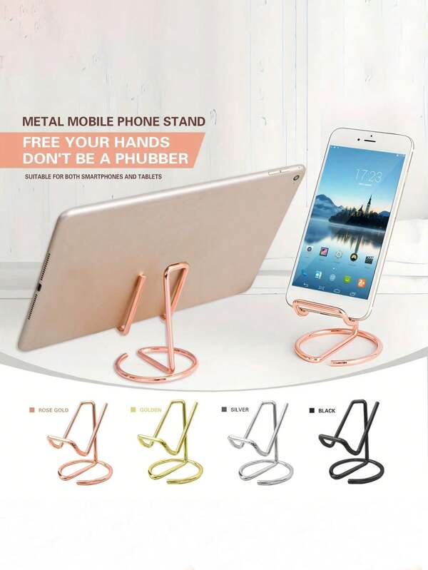 1pc Desktop Phone Holder, Business Card Holder, Cute Metal Phone Holder, Metal Wire Phone Holder Base, Suitable For Mobile Phones And Tablets