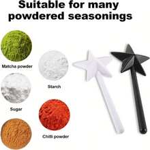 1个可重复使用的仙女棒造型盐和胡椒粉瓶，魔法星形五芒星设计，单手操作，无需用电，适合派对和厨房使用，耐用塑料配件 - 彩色 - 查看 4