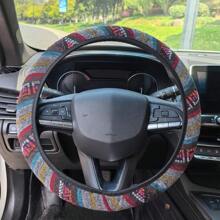1 pieza Accesorios de protección para el volante del automóvil Estilo bohemio de lino sin anillo interior Funda elástica para el volante Funda elástica para el volante de múltiples colores Todo el año Universal