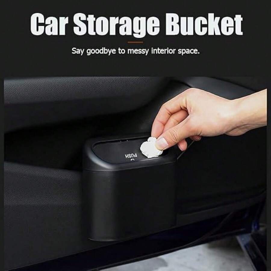 Compact Car Trash Can With Push-Open Lid - Mini Portable Bin For Cars, Homes, And Offices; Leakproof And Spill-Proof, Easy-Clean PP Plastic, Lightweight Durable Design; Trunk/Seatside Fit With Clip Mount; Odor Control And Hygienic Interior; Space-Saving, Travel-Ready, Ideal For Road Trips, Commutes, SUVs, And Desktop Use; Keeps Interiors Clean, Organized, And Tidy In Daily Driving And Workspace Environments - Multicolor - View 1