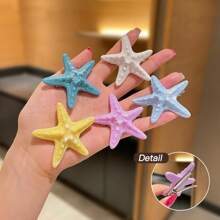 10pcs/Set Resin Shell Pearl Starfish Hair Clips Set, Acrylic Women Hair Accessories Headpiece Beach Wedding Decor (Charming) Claw Clips Hair Claws Hair Barrettes