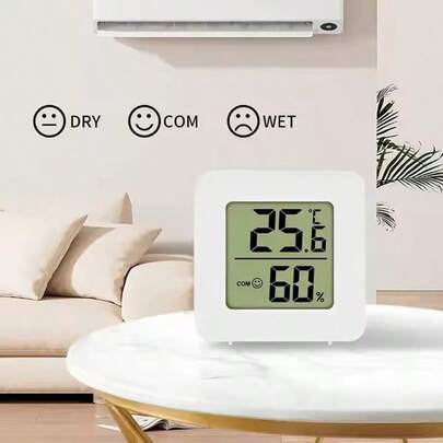 (Product Size: 4.5 Cm * 4.5 Cm,If The Device Has A Black Screen, You Can Open The Back Cover To Replace The Battery.)Mini Digital Thermometer LCD Digital Temperature Sensor Humidity Meter Thermometer Indoor Room Home Use Digital Climate Control Gauge, Temperature And Humidity Sensor, Thermometer With Humidity Display