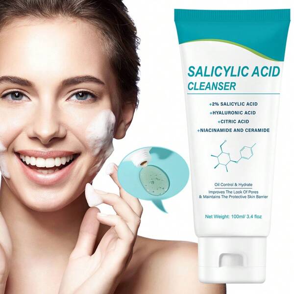 IREV Salicylic Acid Cleanser - Moisturizing Facial Wash With Hyaluronic Acid, Niacinamide, Paraben-Free For Deep Cleansing, Unisex