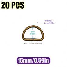 20 pièces/paquet Boucle de connexion en métal D Ring pour ceinture, sangle de sac à main, accessoire de sac, chaussure, DIY, couture. Tailles : 10/12/15/20/25/32/38 mm
