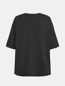 2 Pieces Teen Girls Cute Cherry Set, Graphic Tee And Flare Pants With Slogan Print, Whimsical For Party/Casual Wear - Black - View 5