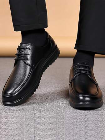 2025 New Business Casual Shoes, Soft Leather Soft Sole Elevator Dress Shoes For Grooms, Wedding, Fashionable British Style
