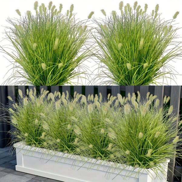1/3/5 peças de flor realista de grama artificial em formato de rabo de cachorro, planta artificial de plástico para solo, | Planta verde artificial para áreas externas | Adequado para pátios, decoração de hotéis, jardins externos, decoração de molduras de janelas, decoração de interiores e exteriores, adequado para primavera e verão, aniversários, Páscoa, Dia das Mães, temporada de casamentos, presentes e outras quatro estações - não incluindo vasos de flores