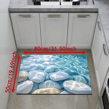 1pc Home Decor, Realistic 3D Visual Effect Illusion Stone Design High Definition Printed Pool Water Pattern Non-Slip Bathroom Mat, Absorbent Machine Washable Polyester Carpet For Bedroom, Living Room Entryway, Camping Picnic Mat, Coaster - Blue - View 5