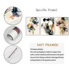 3pcs/Set Wooden Framed Canvas Posters,Botanical Abstract Wall Art,Modern Art,Celebration Of Love, Romantic Couple Painting, Flowers, For Living Room, Bedroom, Kitchen, Dining Room, Classroom Decor, Office,Wall Art, Wall Decoration, Room Decoration, Perfect Gift For Art Lovers & Home Decor Enthusiasts, Optional Frame ,Wall Art With Frame - Multicolor - View 10