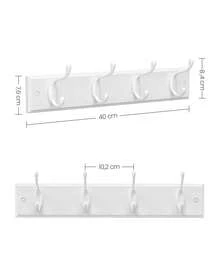 SONGMICS Perchero de Pared, 4 Ganchos Dobles de Metal, para Abrigos, Bolsos, Llaves, en la Entrada, Dormitorio, Salón, Premontado, Blanco Nube - Blanco - Ver 5