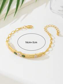 1 pieza Brazalete con flor de 5 pétalos de estilo dulce y colorido con gota de aceite para mujer, regalo de boda, regalo de pareja