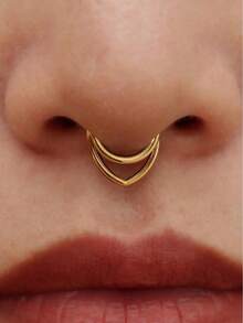 316L Stainless Steel V-Shaped Nose Septum Ring, Low Allergy, 16G, Suitable For Nose Septum/Bridge/Ear Cartilage/Helix/Tragus Piercing, Single Piece, Unisex - Cool1 - View 11
