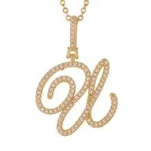1pc Copper Zirconia A-Z Alphabet Pendant Chain Necklace Fashion Woman Initial Name Jewelry