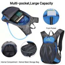 2-Pieces Outdoor Hydration Backpack Set, Large Capacity Unisex Travel Sports Bag With 1.5L Water Bladder, Wear Resistant Backpack For Camping Hiking Cycling Mountaineering, Orange Black - màu đen - Xem 3