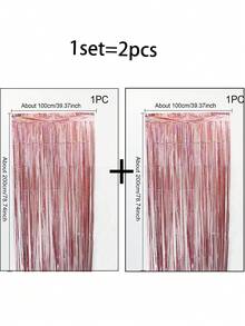 1pc Laser Rain Curtain / 2pcs/3pcs (Blue Laser + Champagne Set) / 2pcs (Champagne Rain Curtain) Shiny Gold Birthday Party Decor Background, Housewarming, Anniversary, Wedding Decoration To Add Joyful Atmosphere - Champagne - View 12