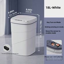 1pc 18L Smart Sensor Trash Can With Lid, Large Capacity, Anti-Odor Kitchen Garbage Bin, 3 Opening Modes, Sealed, Quiet, IPX5 Waterproof, Suitable For Home, Kitchen, Bathroom Decor. Actual Size Smaller Than Image.