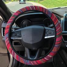 1 pieza Accesorios de protección para el volante del automóvil Estilo bohemio de lino sin anillo interior Funda elástica para el volante Funda elástica para el volante de múltiples colores Todo el año Universal
