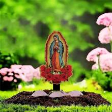 11.8"X5.5" Our Lady Of Guadalupe Outdoor Art Metal Statue, Religious Portrait Decor For Planters And Landscaping, Perfect Holiday Or Birthday Gift