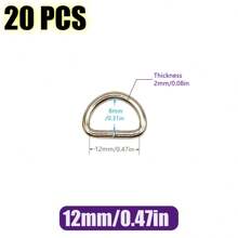 20 pièces/paquet Boucle de connexion en métal D Ring pour ceinture, sangle de sac à main, accessoire de sac, chaussure, DIY, couture. Tailles : 10/12/15/20/25/32/38 mm