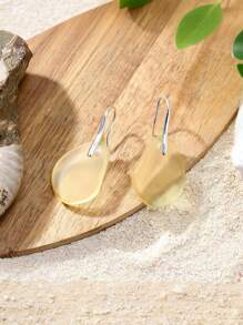 1 Pair Ocean Style Glass Water Drop Earrings, Hawaiian Theme Jewelry Suitable For Women Vacation Casual Wear, Gift