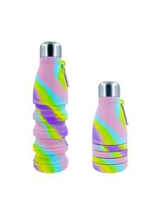 1pc500ml Silicone Sports Kettle Outdoor Camo Creative Travel Water Bottle, Portable Straight Drink Collapsible Cup Silicone Telescopic Bottle - Multicolor - View 8
