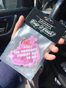 Funny Hamster Meme Pattern,'The Horrors Persist But So Do I' Car Air Freshener Aromatherapy Pendant, For Car Vent, Rearview Mirror, Bathroom, Living Room, Bedroom;Car Aromatherapy Tablets, Car Air Fresheners, Rearview Mirror Hanging Decor, Car Accessories Interior Pendant, Idea S Gifts - Multicolor - View 4