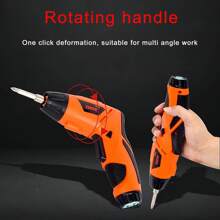 Electric Cordless Screwdriver Set, Machine Designed With LED Work Light And Bottom Emergency Flashlight, Fearless Of Dim Environments. Built In Rechargeable Battery, Free From Wire Constraints, Can Be Used In Multiple Indoor And Outdoor Scenarios. The Product Is Equipped With 6 Screwdriver Heads And Magnetizers, Which Can Meet Daily Installation And Maintenance Needs