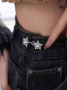 Boucle de ceinture métallique rétro en forme d'étoile à cinq branches, avec un design unique, un outil de serrage, réglable