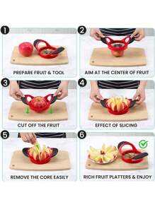 1pc Apple Slicer, Stainless Steel Upgraded 12-Blade Sharp Apple Slicer Large Size, Ergonomic Plastic Handle Non-Slip Easy To Hold, Kitchen Fruit Separator Rust-Proof And Easy To Clean Red(20cm)