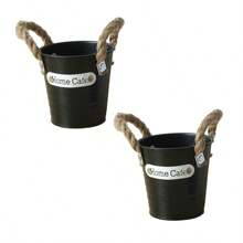2pcs Small Iron Bucket Flower Pot, Gardening Decorative Iron Tin Bucket Vase For Succulent, Fresh Flowers, And Dried Plants, Suitable For Plant Cultivation