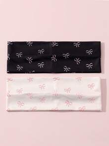 1pc Women's Soft Bowknot Printed Headband, Anti-Slip Beach/Holiday Headband, Stretch Yoga Sports Hair Accessories, Versatile For Daily Wear Turban Headband, Hairband Fall Winter Hair Band For Vacation Outfits Woman - Multicolor - View 1