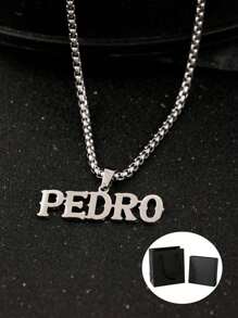 1pc Children's Customized Letter Name Necklace, Thick Chain Chain, Square Faux Pearl Pendant, Stainless Steel Bold Nameplate Necklace Personalized Jewelry Party Anniversary Gift Children's Party Children Wear Jewelry Necklace, Simple And Atmospheric, Holiday Gifts Versatile Clothes,Letter,Engraved,Ornamental,Exquisite,Stylish,Modern,Custom,Personalised,Unique,Customized,Baby Gifts,Ideal Gifts For Him,Ideal Gifts For Her,Son,Daughter