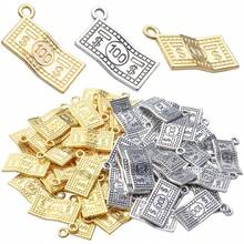 12 Pzs Dijes de dinero Colgante de aleación Dijes de billetes de 100 dólares para hacer pulseras y collares, suministros de joyería y manualidades DIY - Multicolor - Ver 1